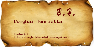 Bonyhai Henrietta névjegykártya